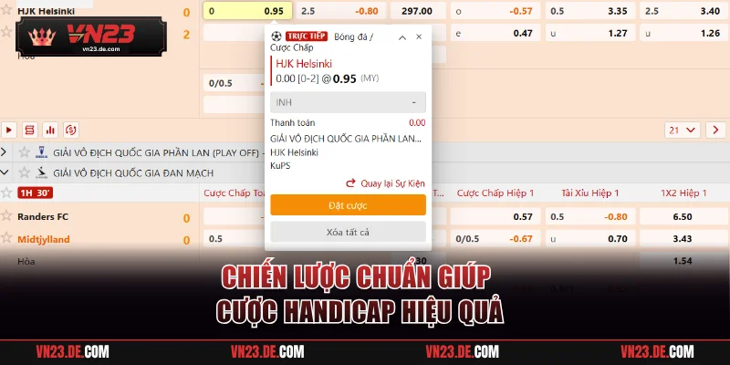 Chiến lược chuẩn giúp cược handicap đảm bảo hiệu quả